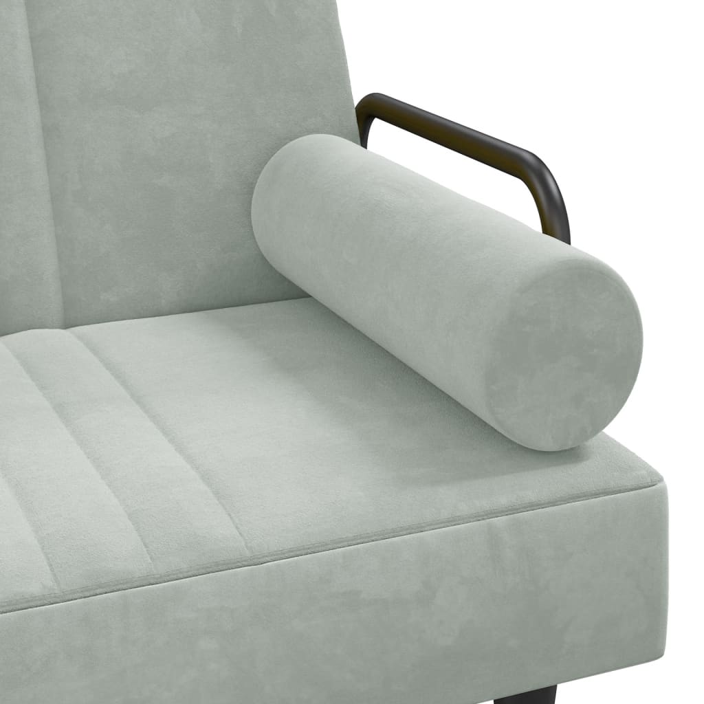 vidaXL Sofa Bed with Armrests Light Grey Velvet