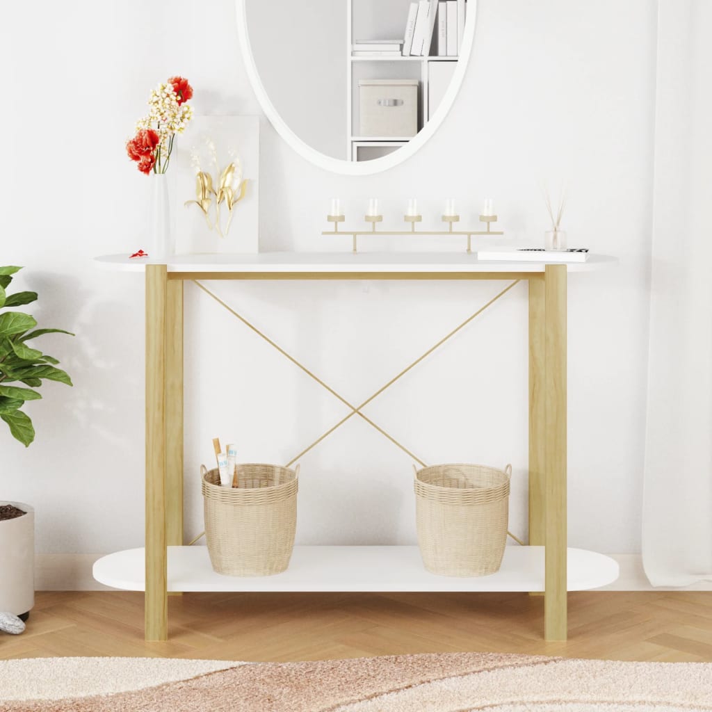 vidaXL Console Table White 110x38x75 cm Engineered Wood