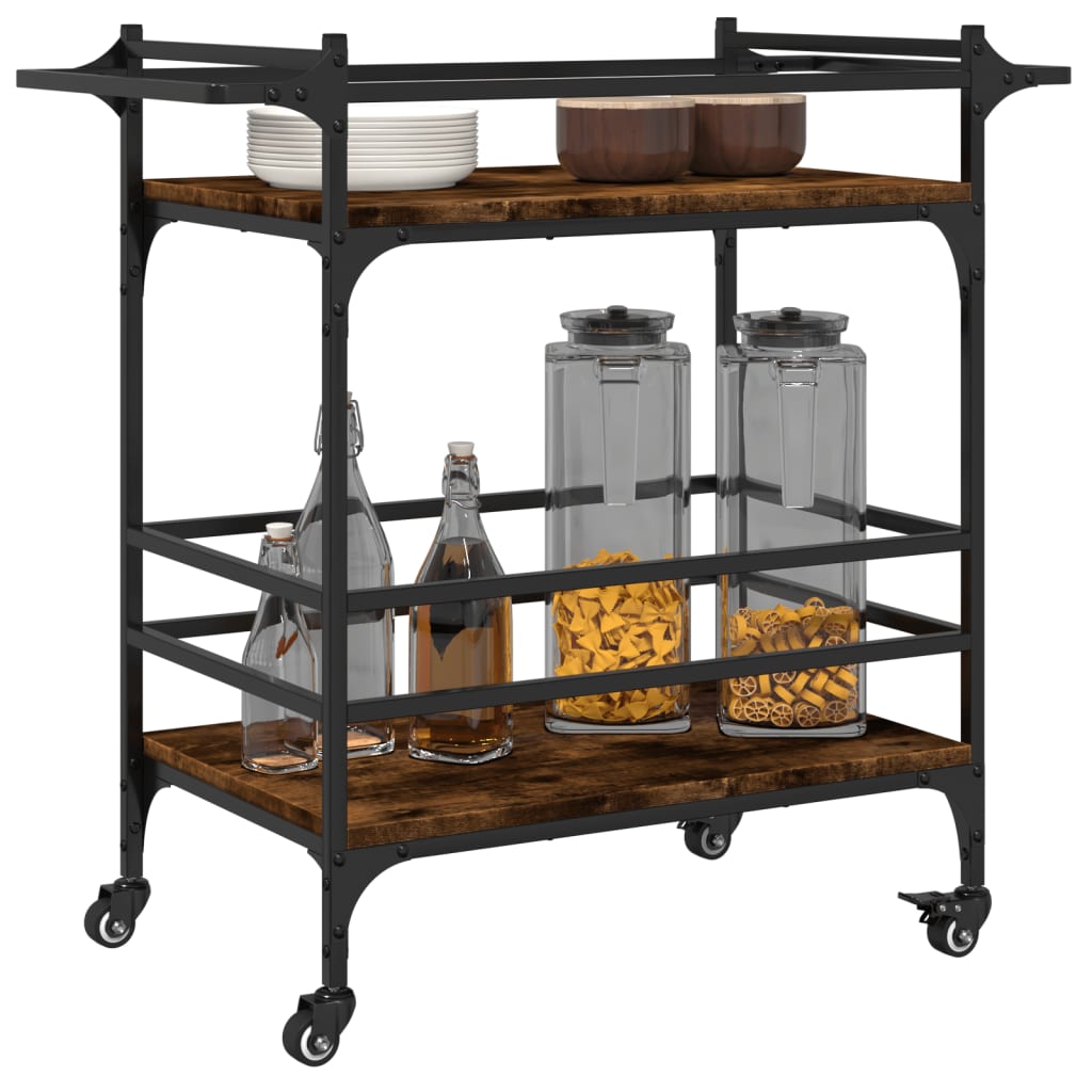 vidaXL Kitchen Trolley Smoked Oak 82x40x78.5 cm Engineered Wood