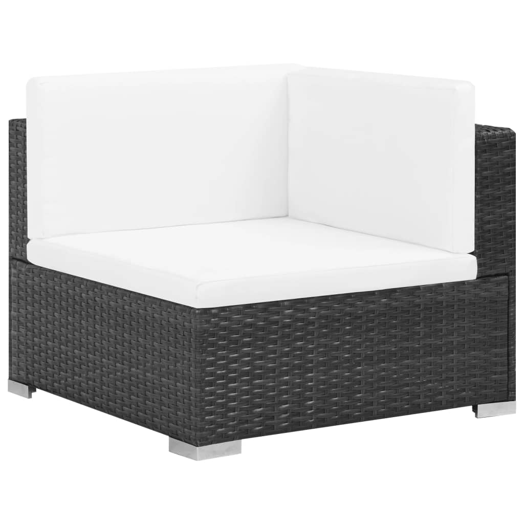 vidaXL 7 Piece Garden Lounge Set with Cushions Poly Rattan Black