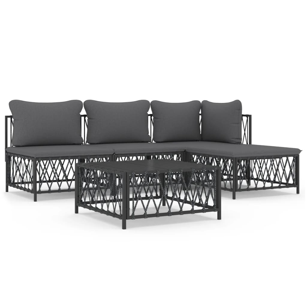 vidaXL 5 Piece Garden Lounge Set with Cushions Anthracite Steel