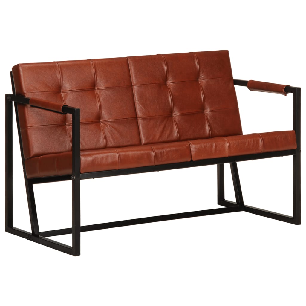 vidaXL 2-Seater Sofa Brown Real Goat Leather