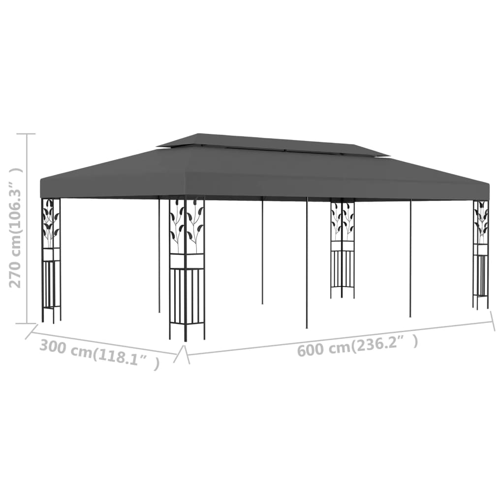 vidaXL Gazebo 3x6 m Anthracite