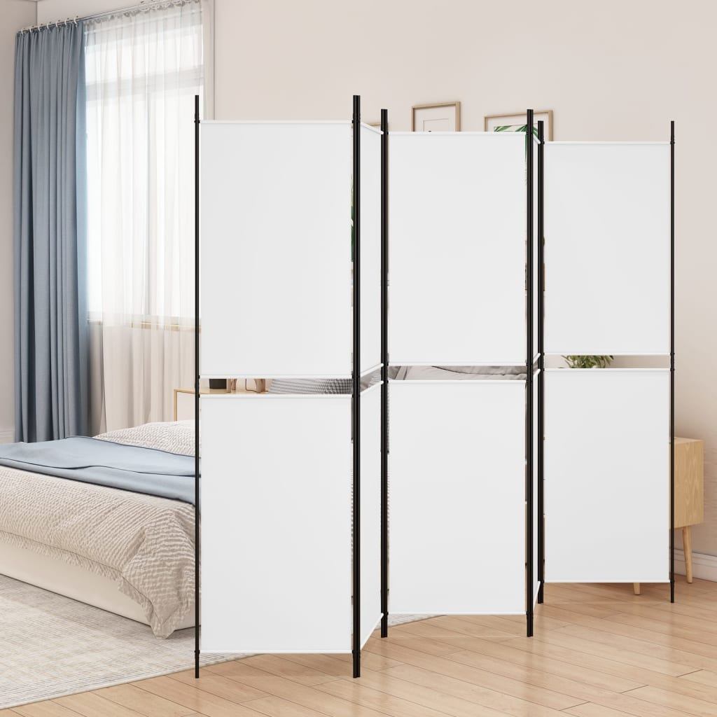 vidaXL 5-Panel Room Divider White 250x200 cm Fabric