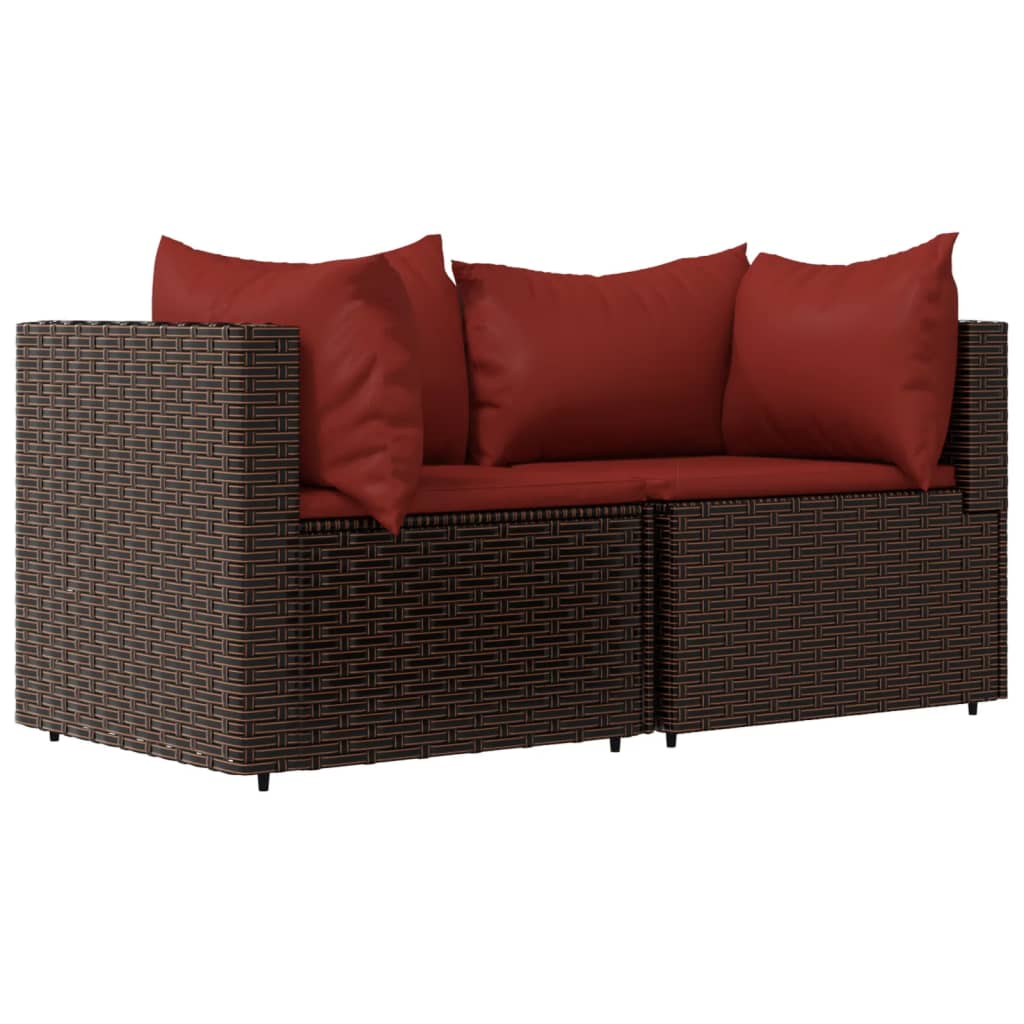 vidaXL 3 Piece Garden Lounge Set with Cushions Brown Poly Rattan