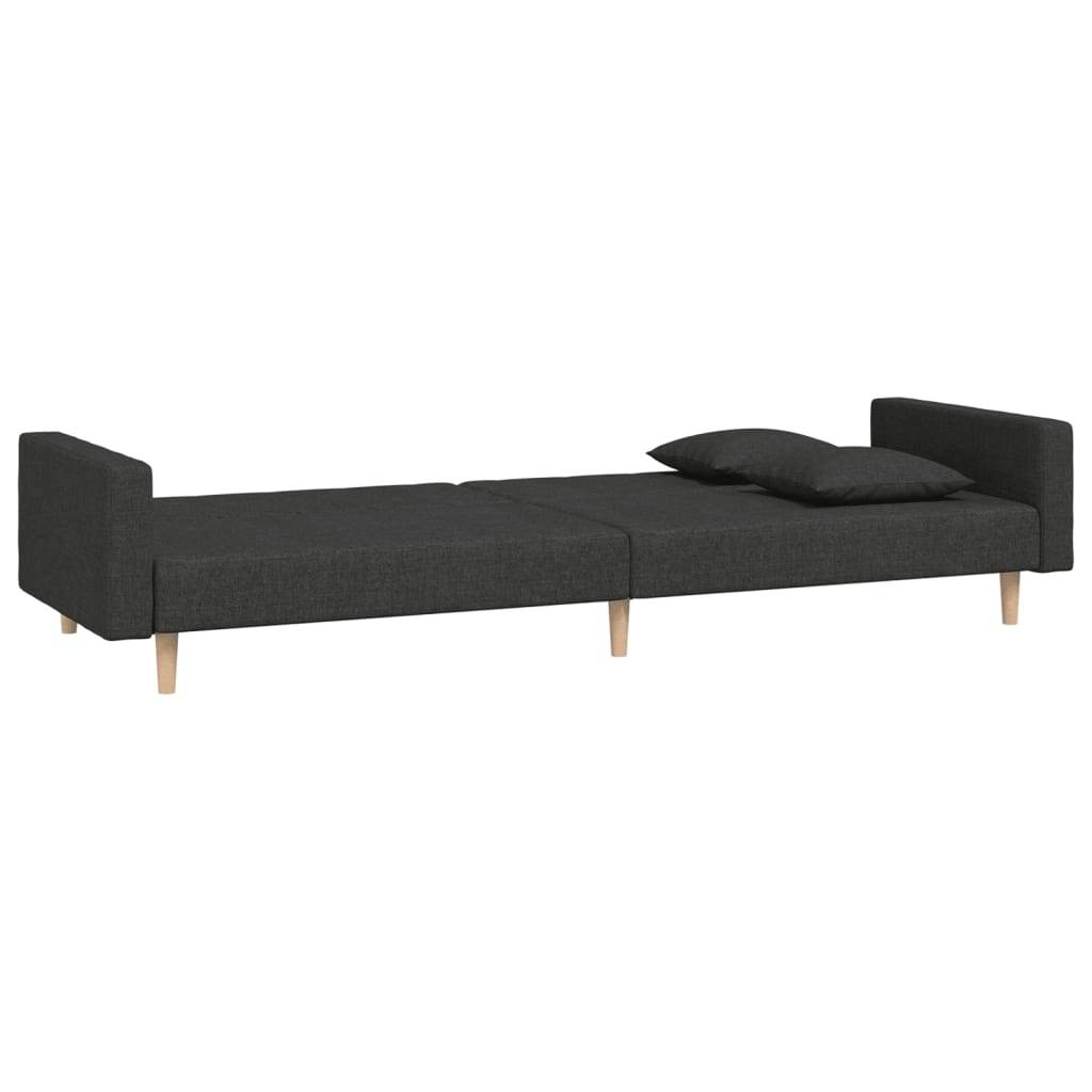 vidaXL 2-Seater Sofa Bed with Two Pillows Black Fabric