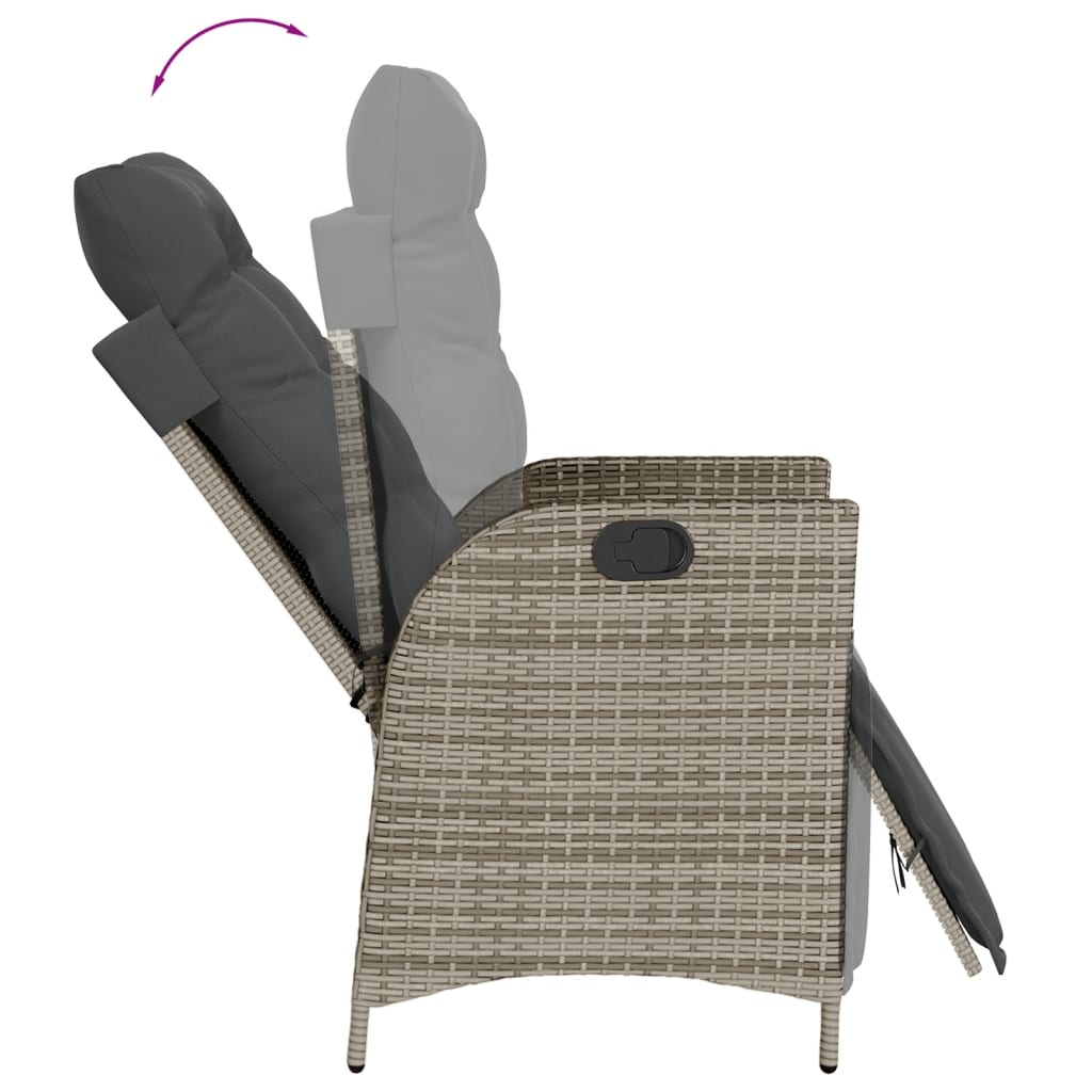 vidaXL 3 Piece Bistro Set with Cushions Grey Poly Rattan