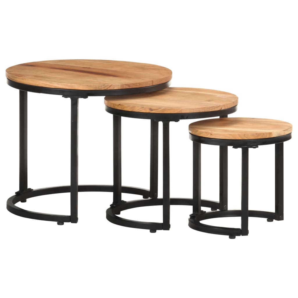 vidaXL Side Tables 3 pcs Solid Acacia Wood