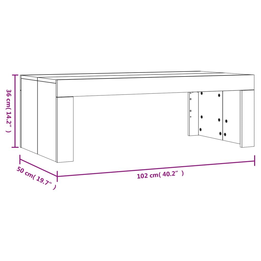 vidaXL Coffee Table Smoked Oak 102x50x36 cm Engineered Wood