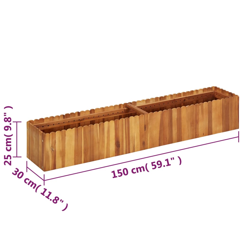 vidaXL Garden Raised Bed 150x30x25 cm Solid Acacia Wood