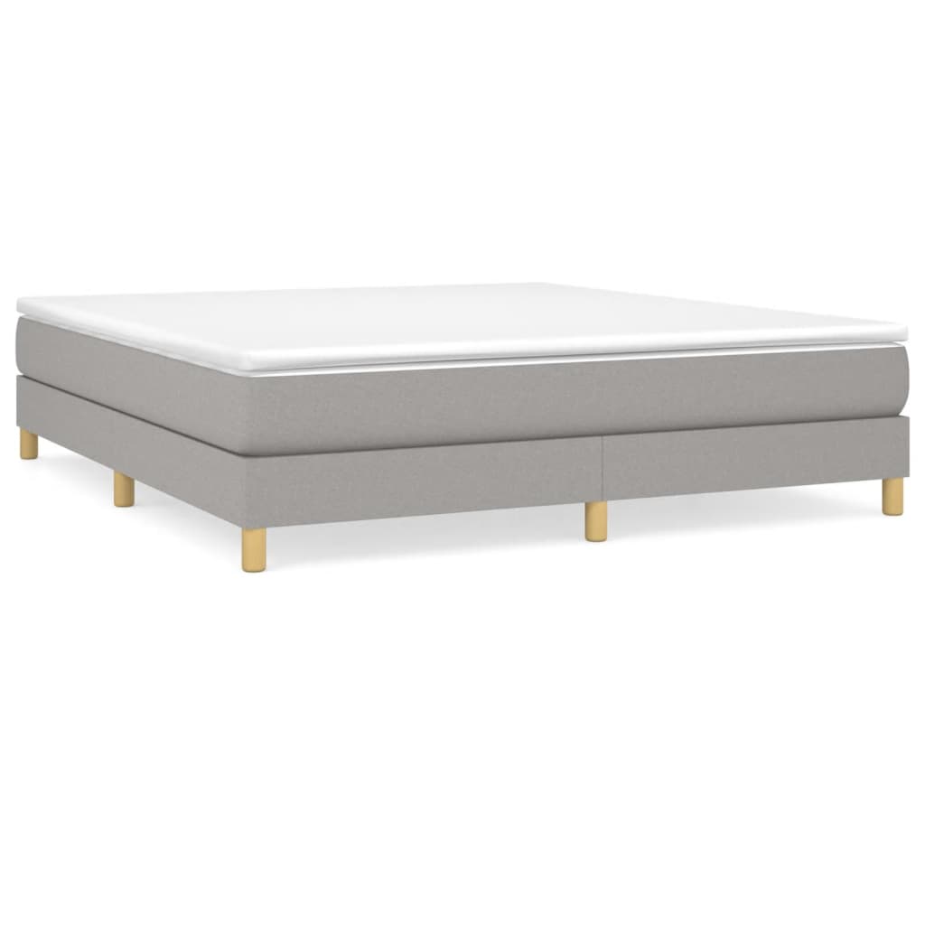vidaXL Box Spring Bed Frame Light Grey 193x203 cm King Fabric
