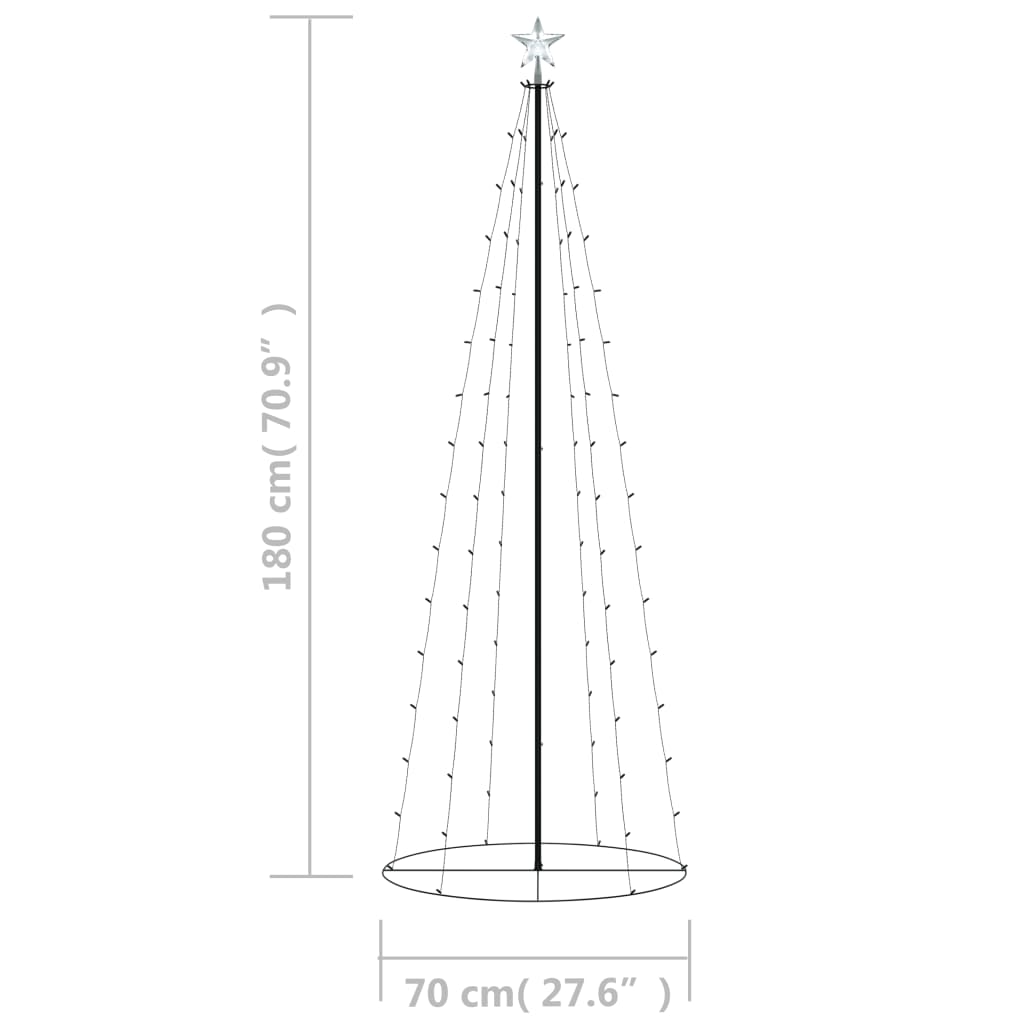 vidaXL Christmas Cone Tree Cold White 100 LEDs Decoration 70x180 cm