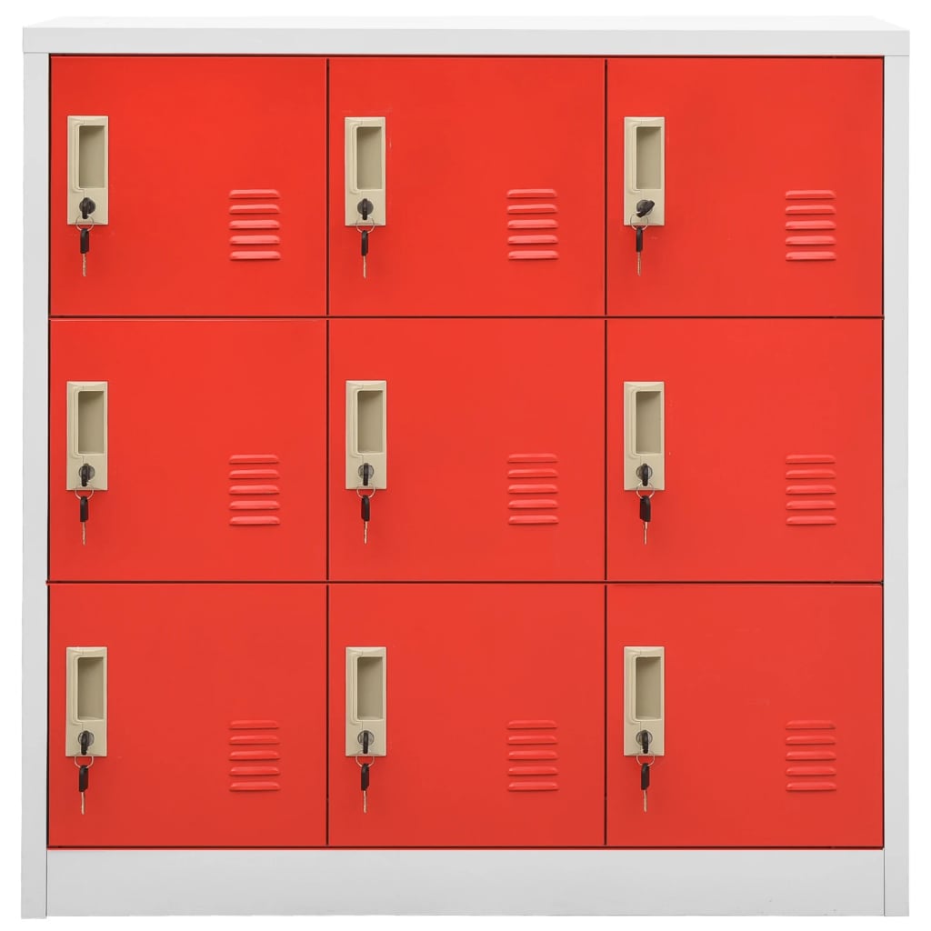 vidaXL Locker Cabinets 2 pcs Light Grey and Red 90x45x92.5 cm Steel