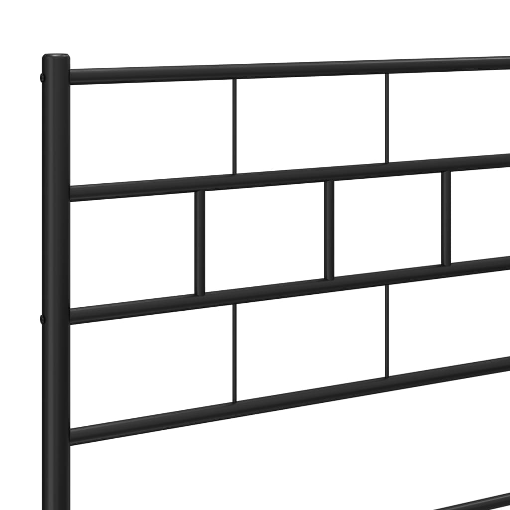 vidaXL Metal Bed Frame without Mattress with Headboard Black 150x200 cm King Size