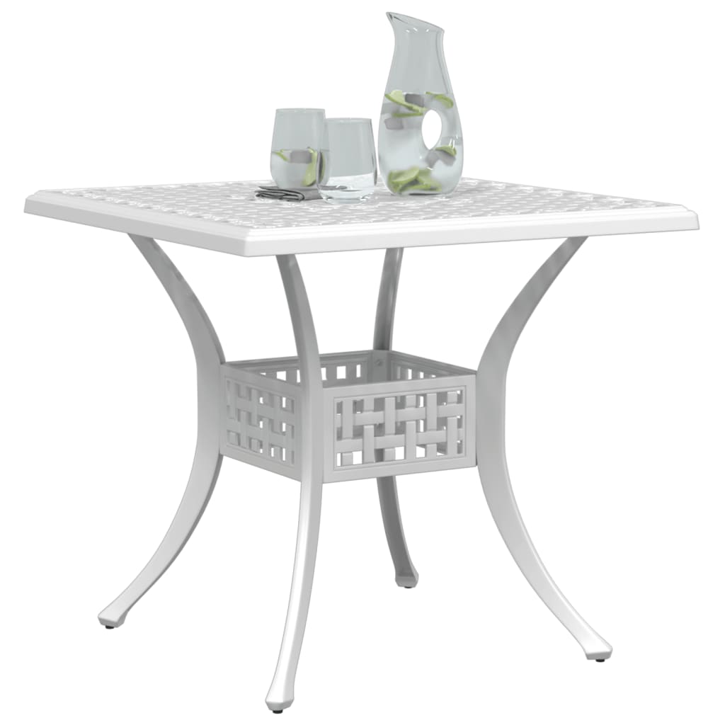 vidaXL Garden Table White 80x80x75 cm Cast Aluminium