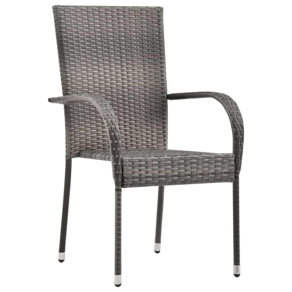 vidaXL Stackable Outdoor Chairs 6 pcs Grey Poly Rattan