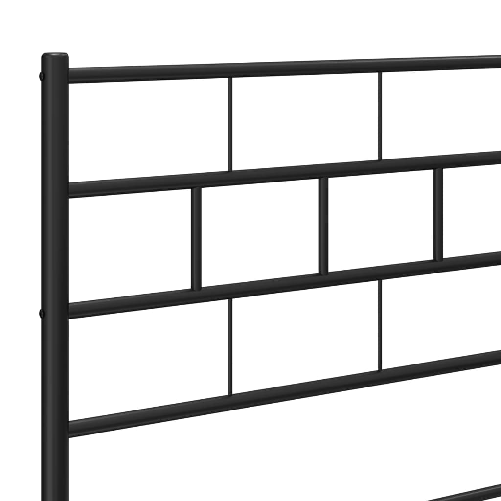 vidaXL Metal Bed Frame without Mattress with Headboard Black 193x203 cm