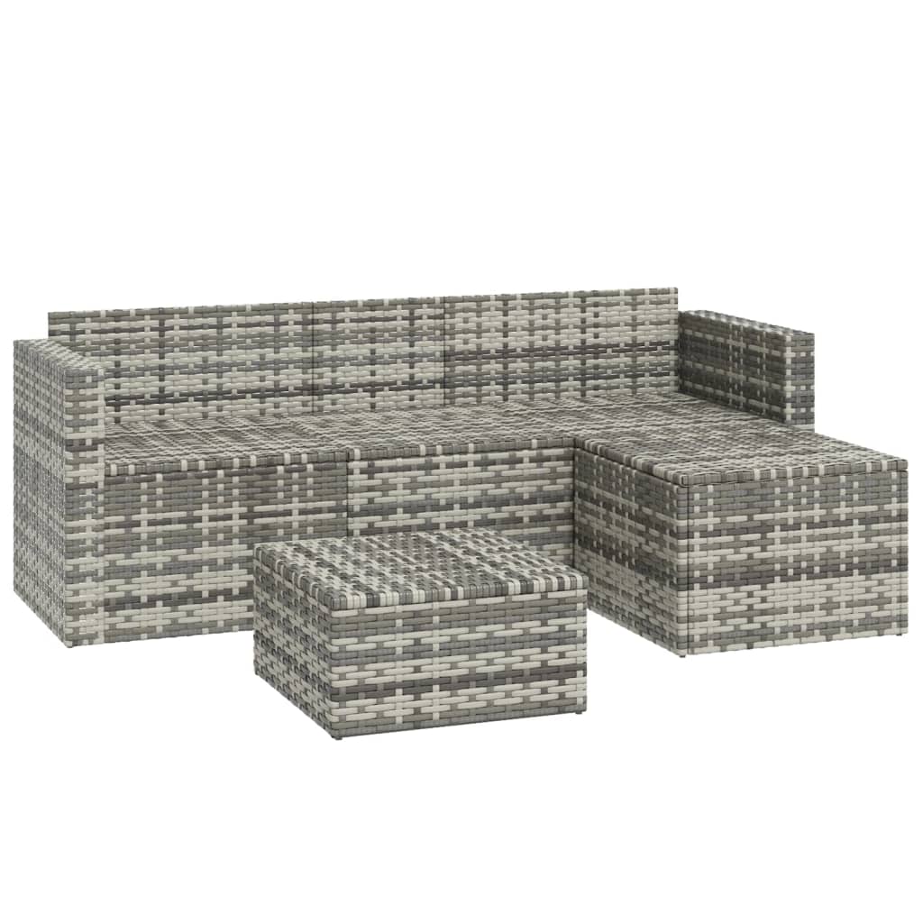 vidaXL 3 Piece Garden Lounge Set with Cushions Grey Poly Rattan