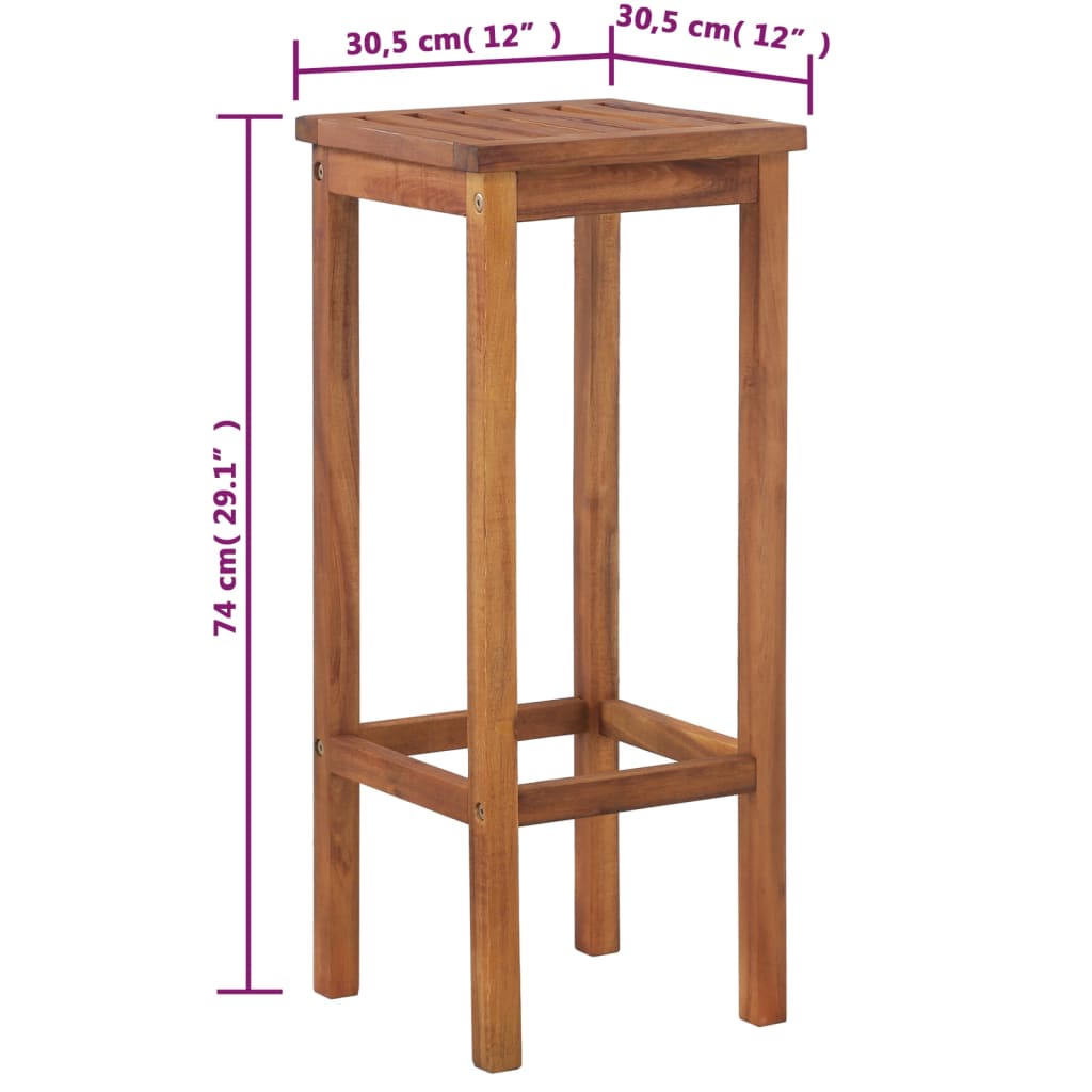 vidaXL Bar Chairs 2 pcs Solid Acacia Wood