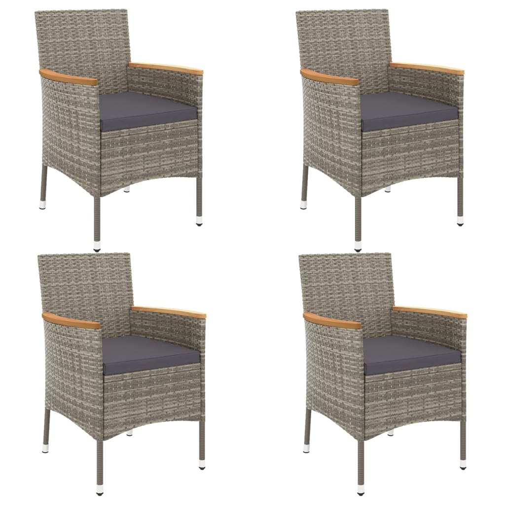 vidaXL 5 Piece Garden Dining Set with Cushions Grey Poly Rattan