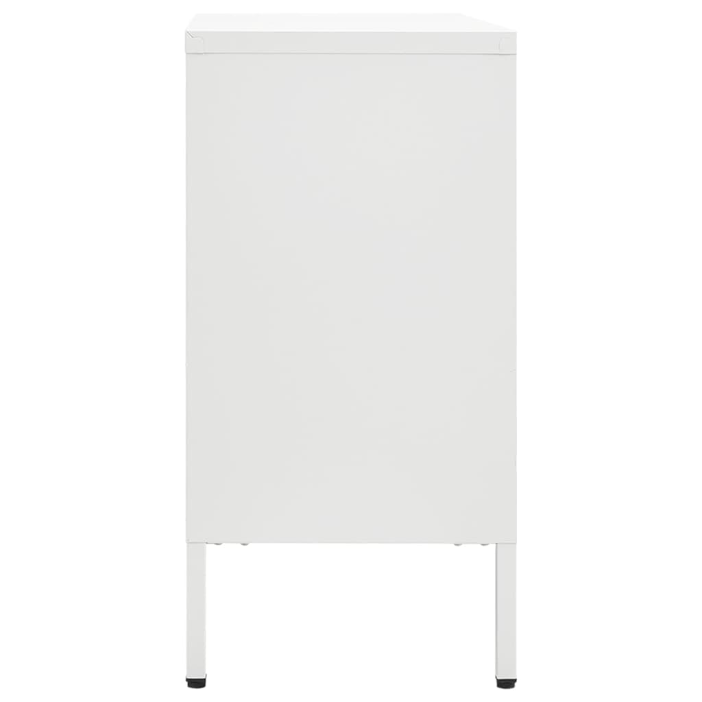 vidaXL Sideboard White 75x35x70 cm Steel and Tempered Glass