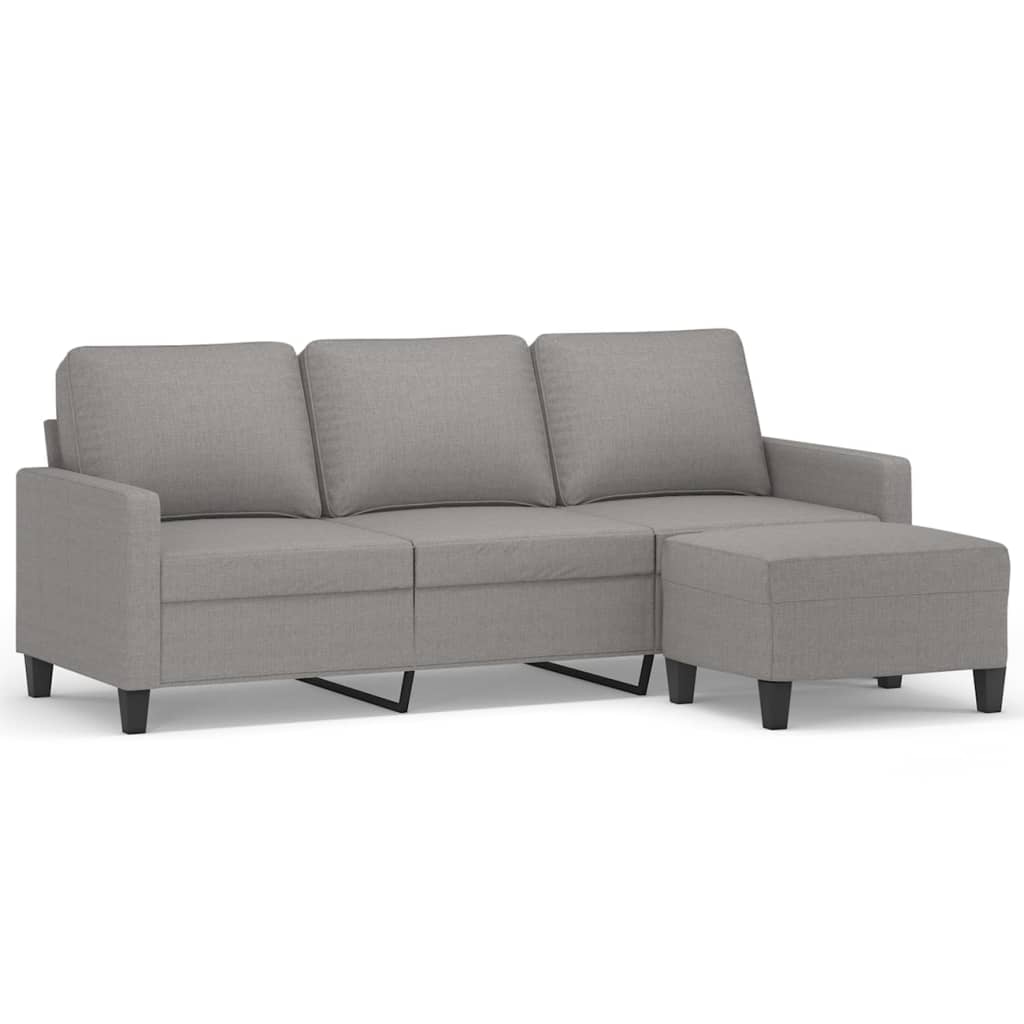 vidaXL 3-Seater sofa with footstool Light Grey 180 cm Fabric