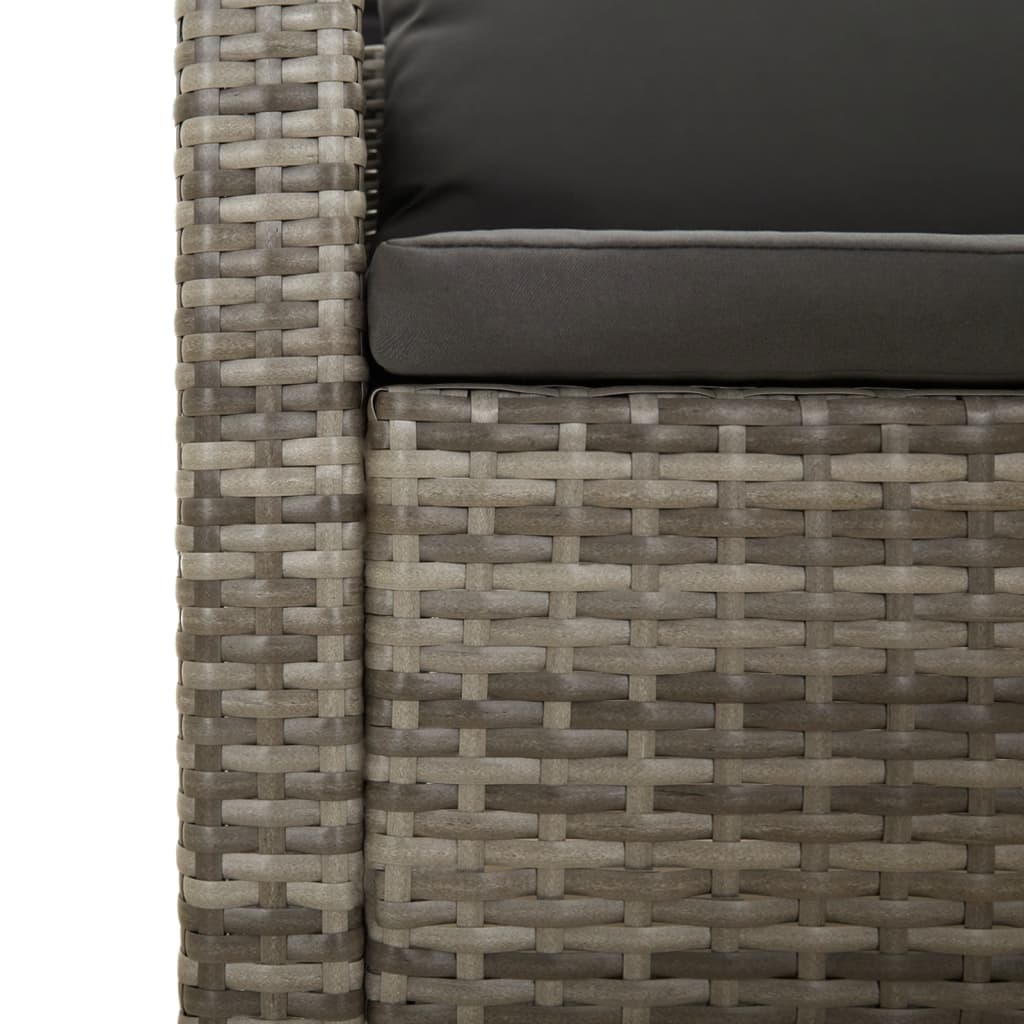 vidaXL 4 Piece Garden Lounge Set with Cushions Grey Poly Rattan