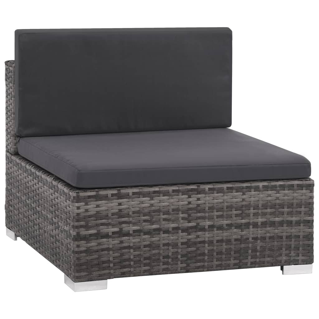 vidaXL 6 Piece Garden Lounge Set with Cushions Poly Rattan Grey