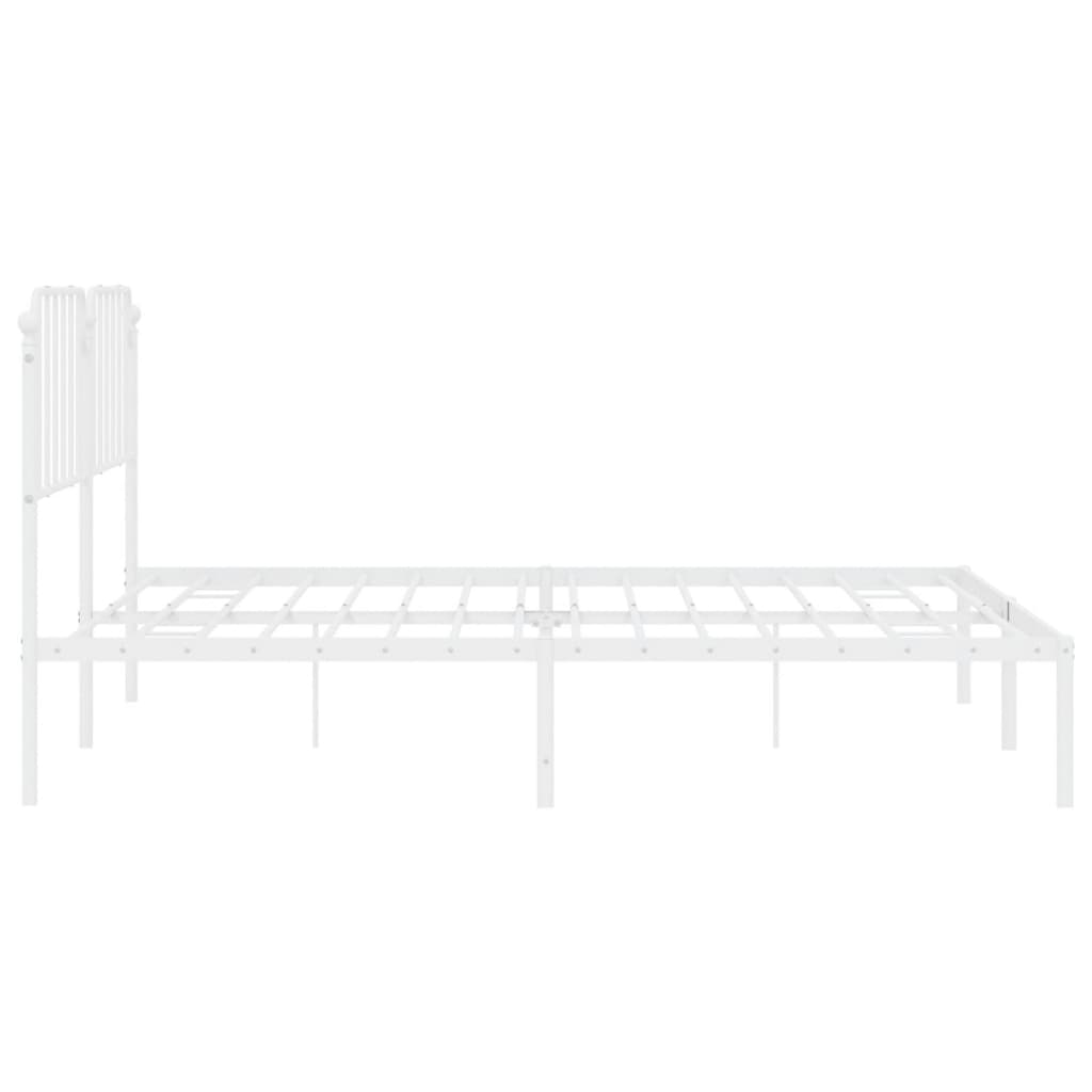 vidaXL Metal Bed Frame without Mattress with Headboard White 193x203 cm