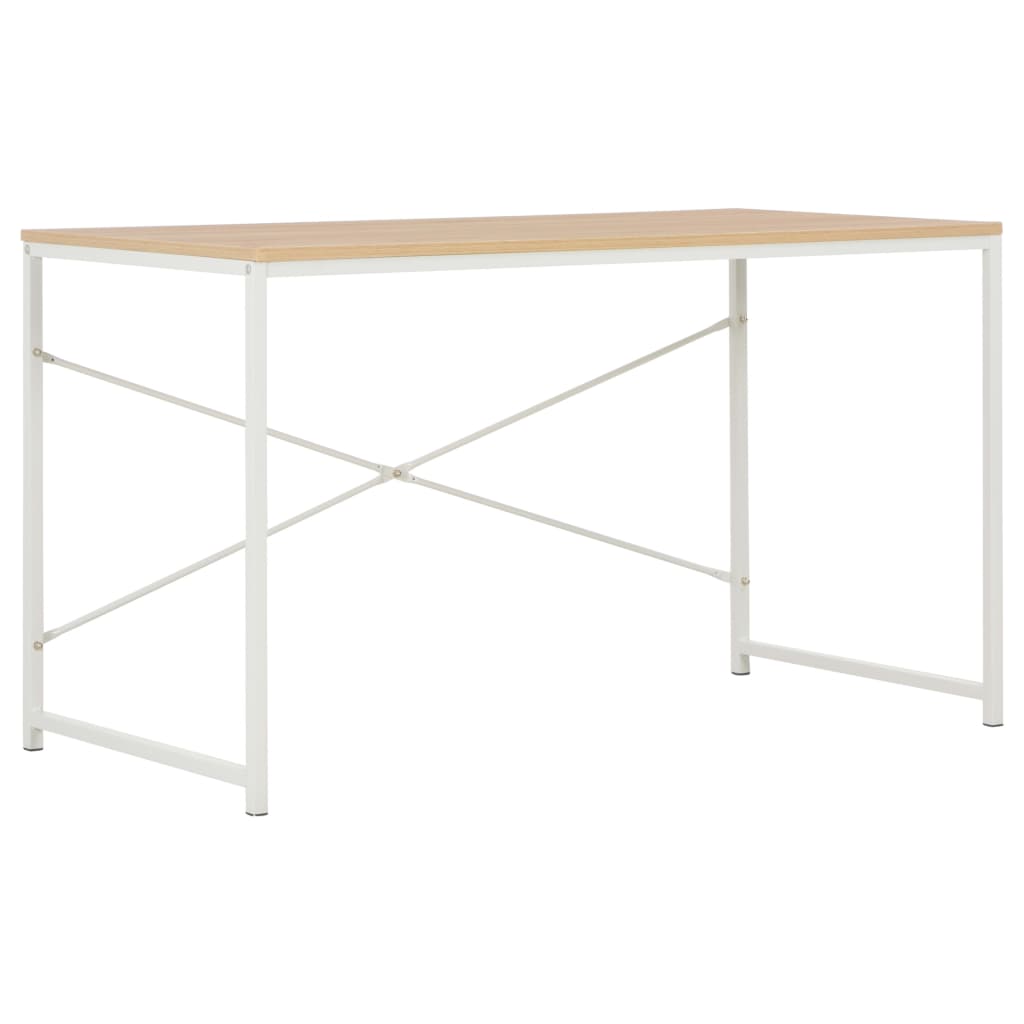 vidaXL Computer Desk White and Oak 120x60x70 cm