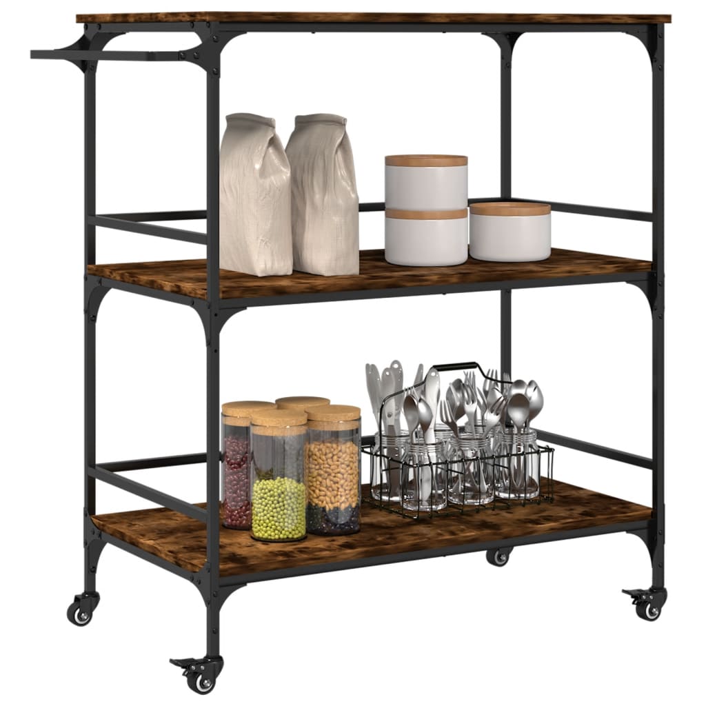 vidaXL Kitchen Trolley Smoked Oak 100.5x50x105 cm Engineered Wood