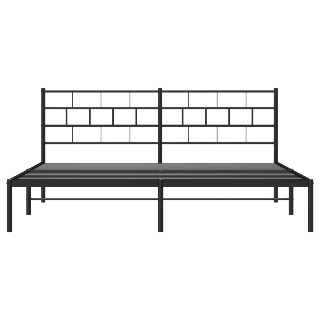 vidaXL Metal Bed Frame without Mattress with Headboard Black 193x203 cm