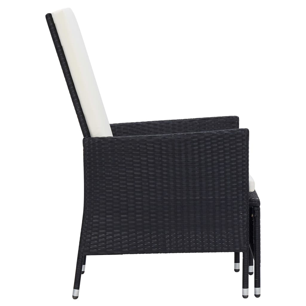 vidaXL 2 Piece Garden Lounge Set with Cushions Poly Rattan Black