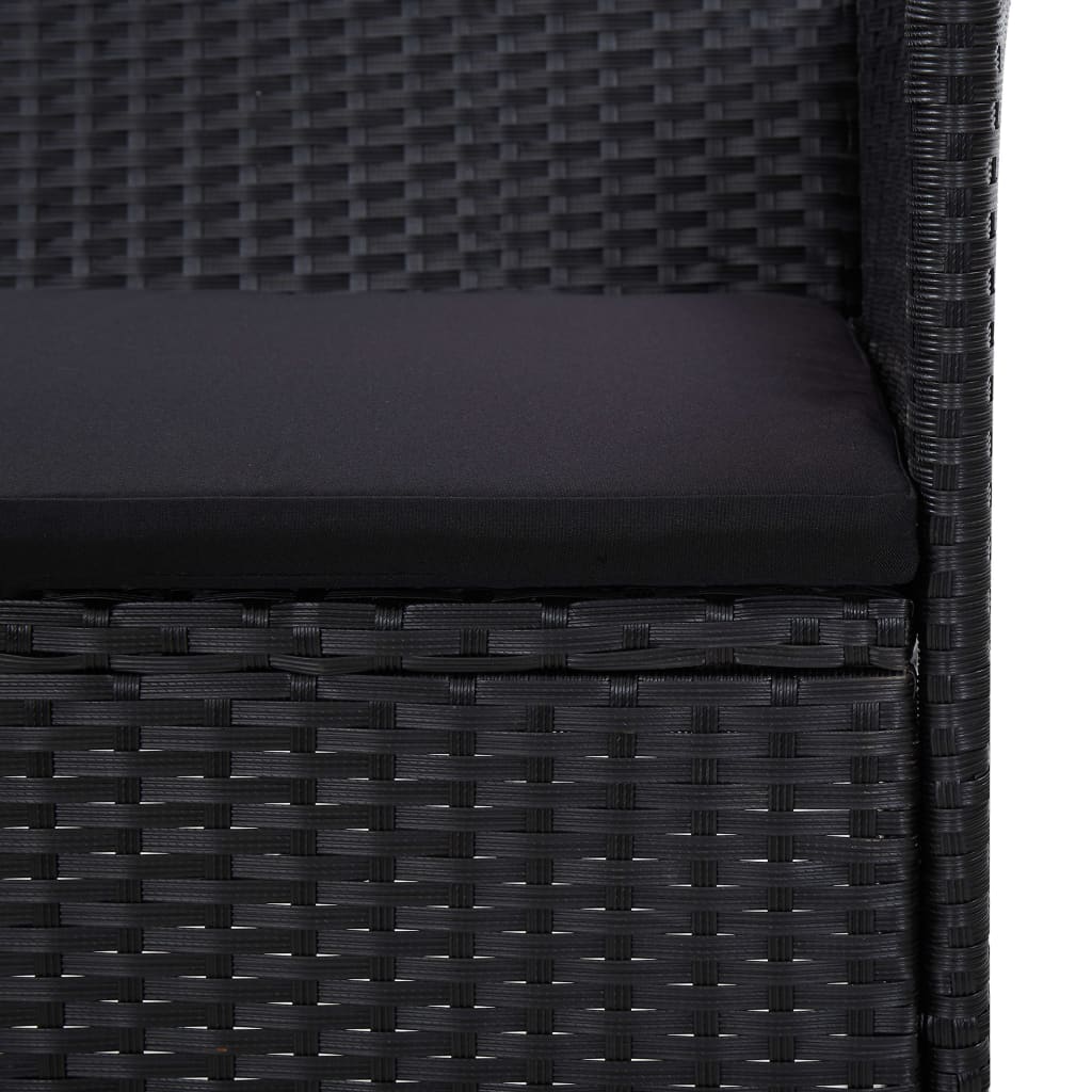 vidaXL 5 Piece Garden Lounge Set With Cushions Poly Rattan Black
