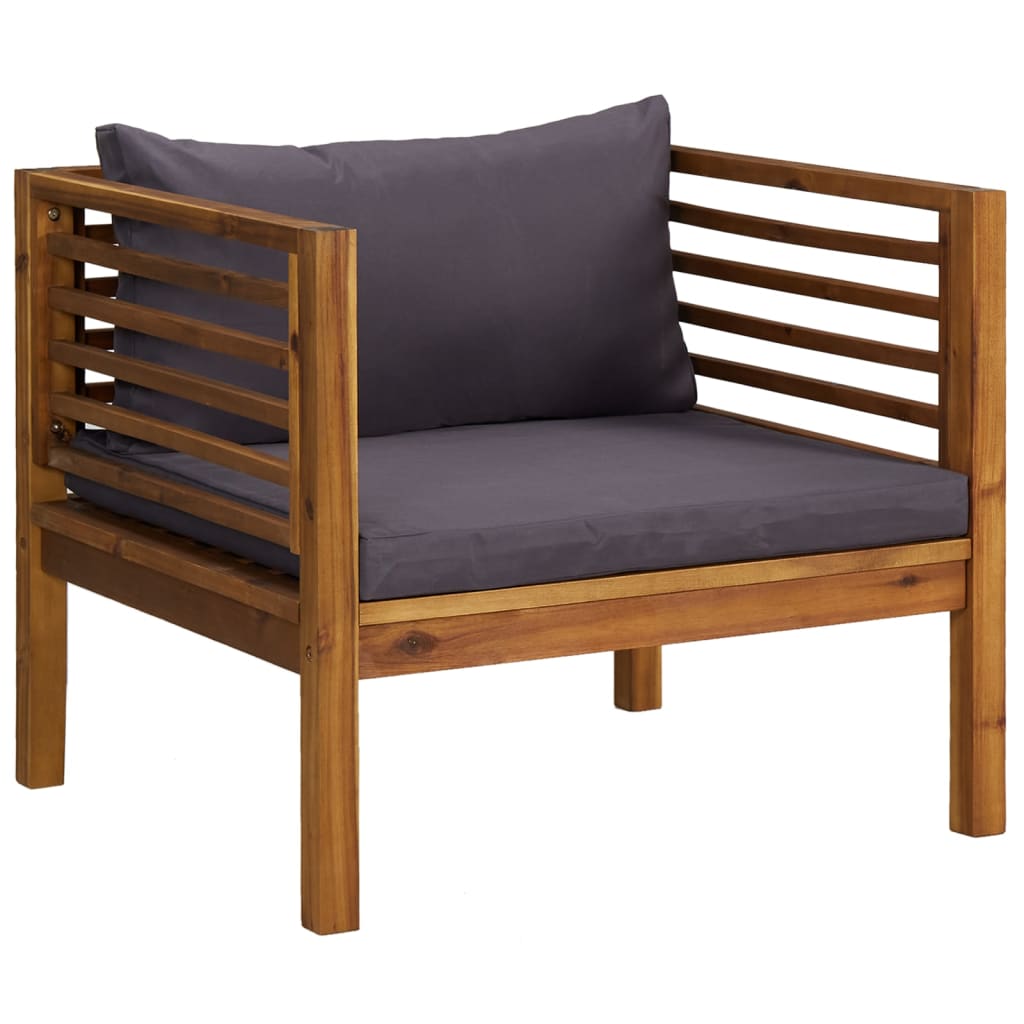 vidaXL Garden Chair with Dark Grey Cushions Solid Acacia Wood