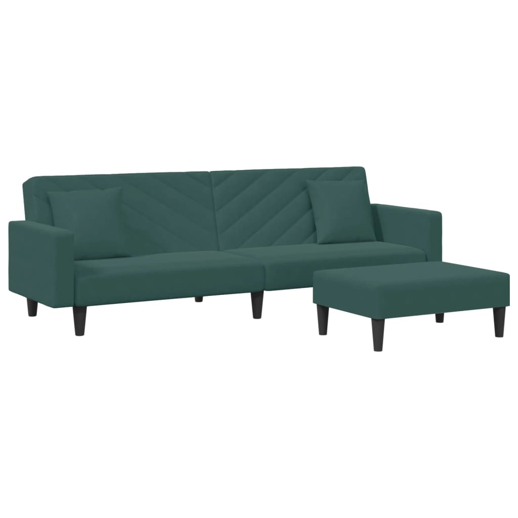 vidaXL 2 Piece Sofa Set with Pillows Dark Green Velvet