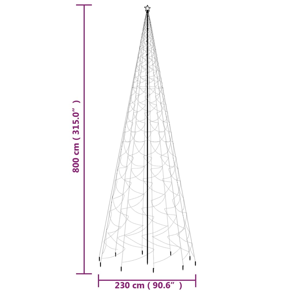 vidaXL Christmas Tree with Spike Cold White 3000 LEDs 800 cm