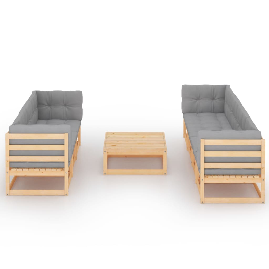 vidaXL 8 Piece Garden Lounge Set with Cushions Solid Pinewood