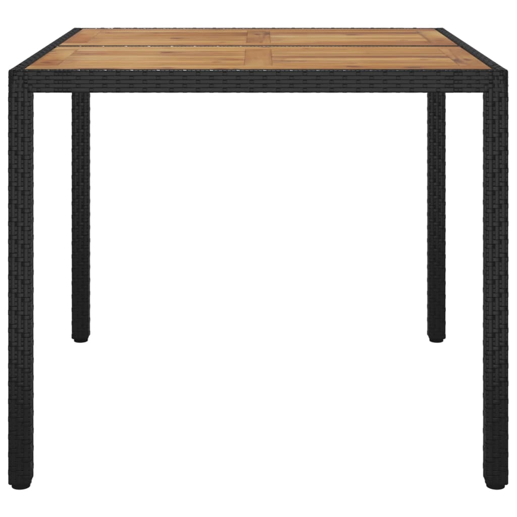 vidaXL Garden Table 90x90x75 cm Poly Rattan and Acacia Wood Black