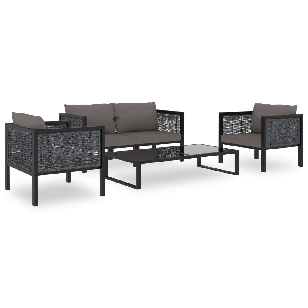 vidaXL Sectional Corner Sofa with Left Armrest Poly Rattan Anthracite