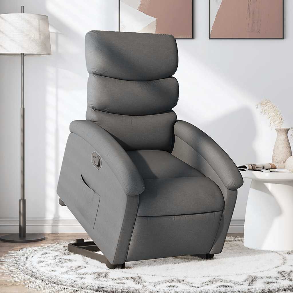 vidaXL Stand up Recliner Chair Dark Grey Fabric