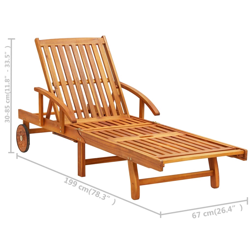 vidaXL Sun Loungers 2 pcs with Cushions Solid Acacia Wood