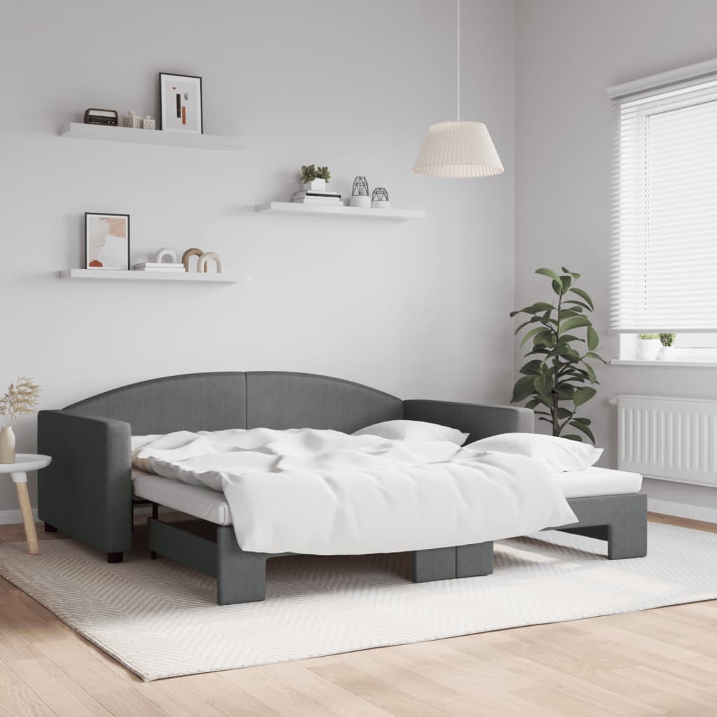 vidaXL Daybed with Trundle without Mattress Dark Grey 100x190 cm