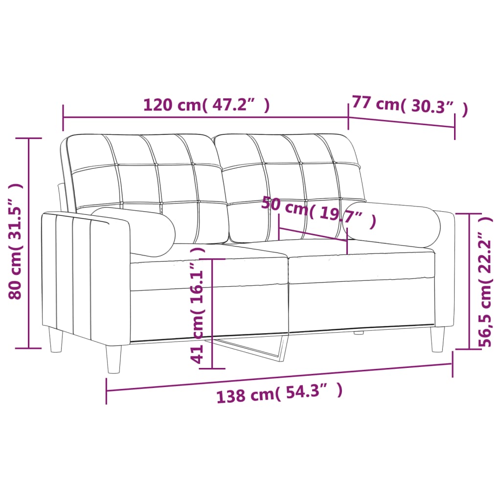vidaXL 2-Seater Sofa with Pillows&Cushions Dark Grey 120 cm Fabric