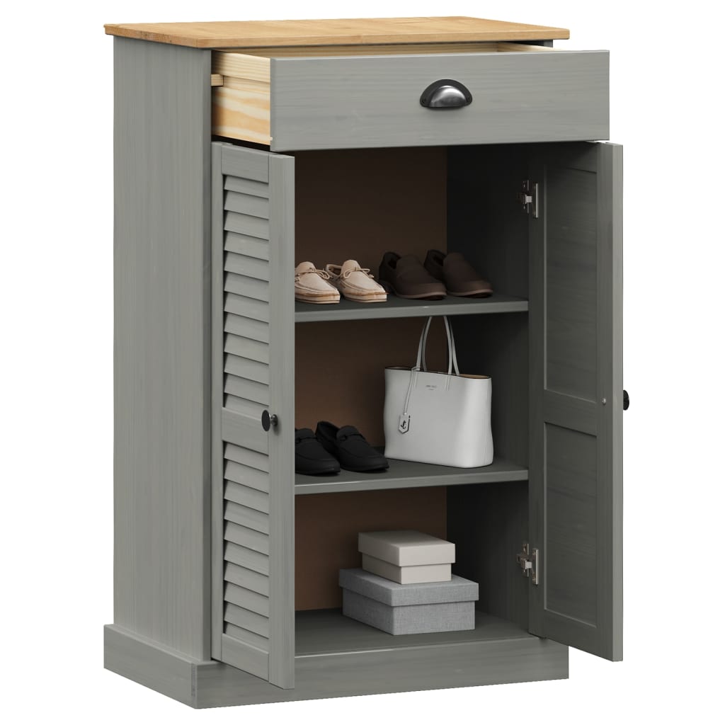 vidaXL Shoe Cabinet VIGO Grey 60x35x96 cm Solid Wood Pine