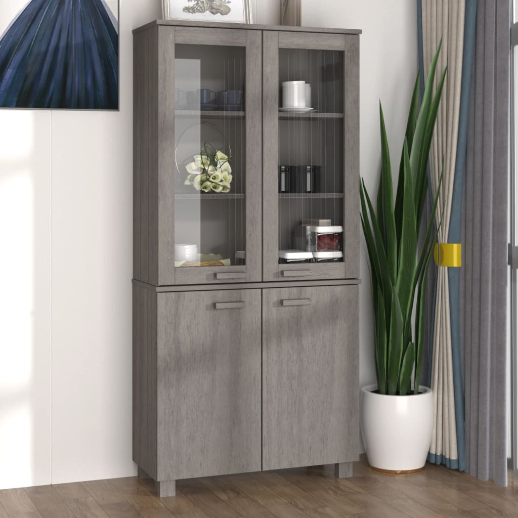 vidaXL Highboard HAMAR Solid Wood Pine Light Grey