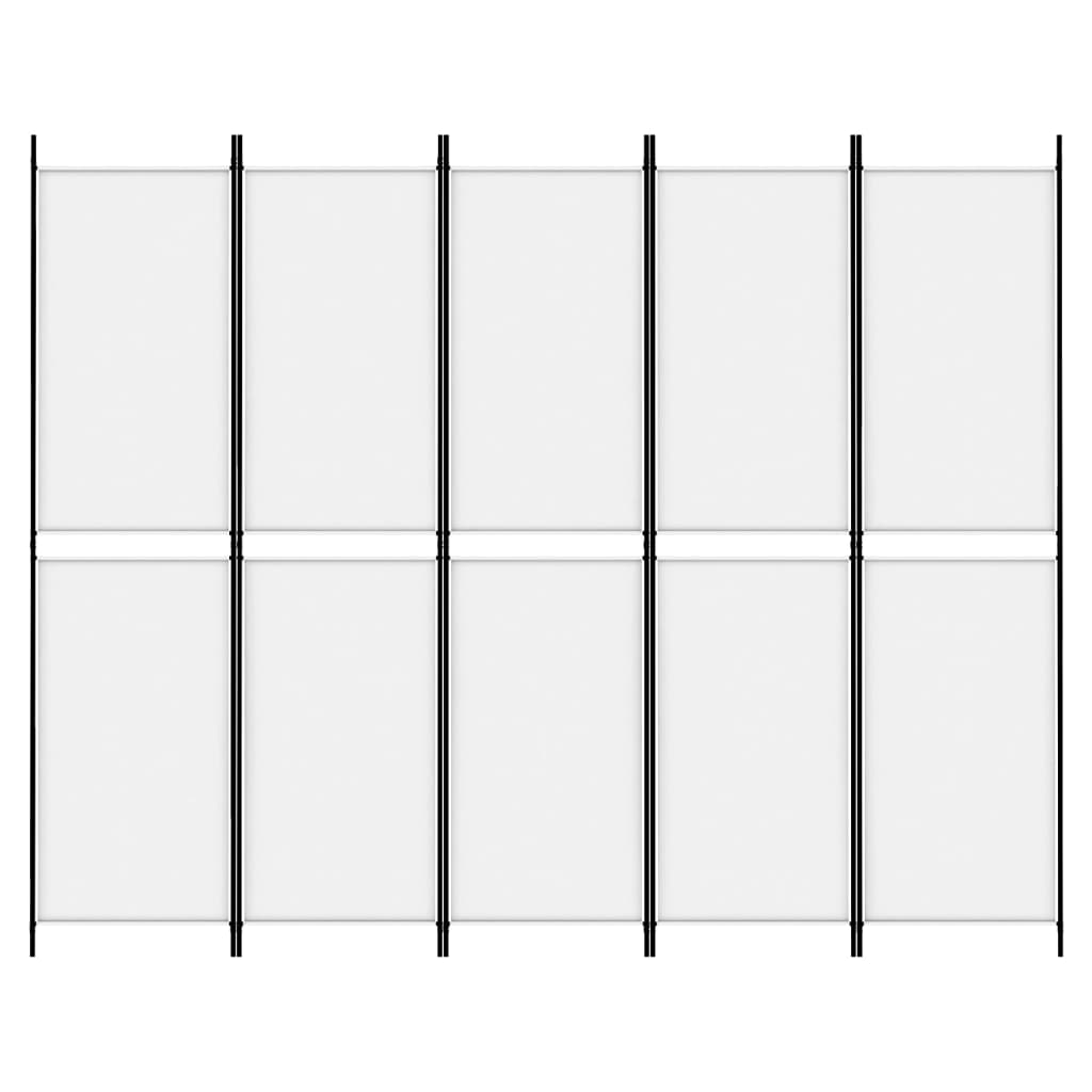 vidaXL 5-Panel Room Divider White 250x200 cm Fabric