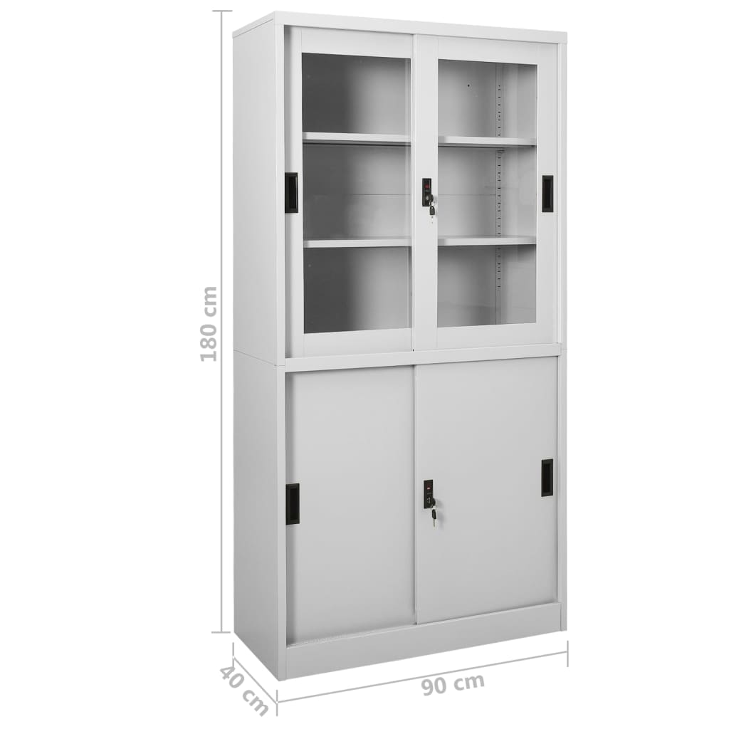 vidaXL Office Cabinet with Sliding Door Light Grey 90x40x180 cm Steel