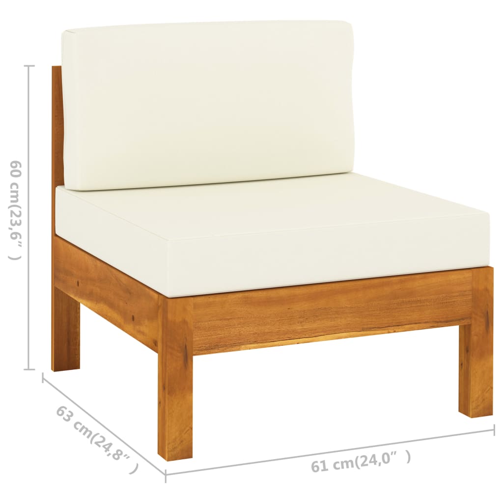 vidaXL 4-Seater Garden Sofa with Cream White Cushions Solid Acacia Wood