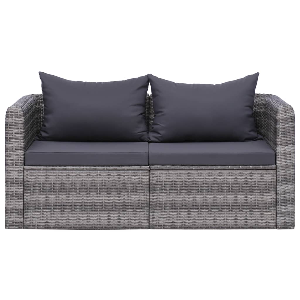 vidaXL 10 Piece Garden Lounge Set with Cushions Poly Rattan Grey